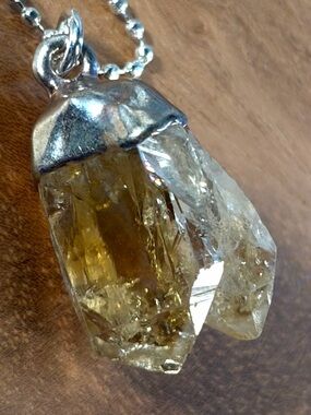 Raw Citrine Double Pointed Pendant Necklace